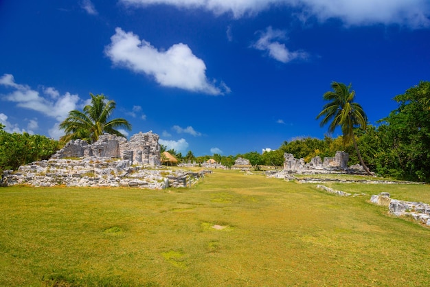 Ancient ruins of Maya in El Rey Archaeological Zone near Cancun Yukatan Mexico