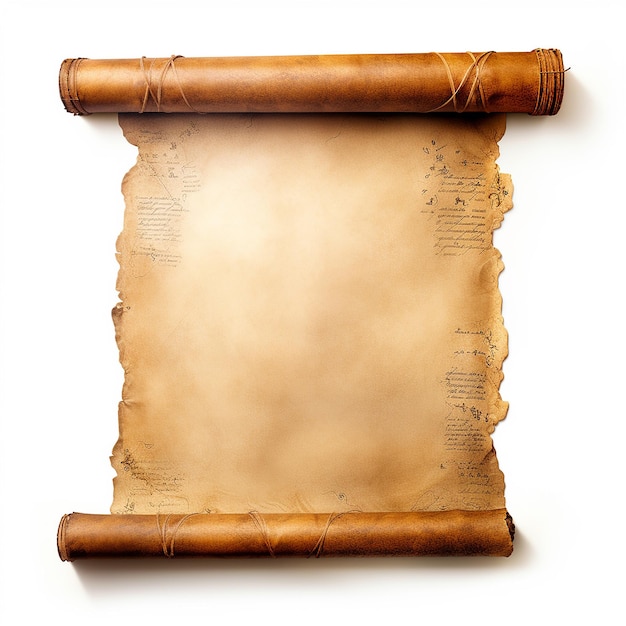 Photo ancient scroll on clean canvas