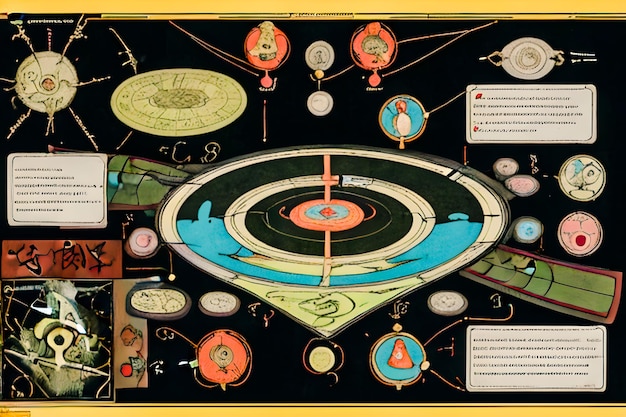 ancient scroll diagram bold shji chart infographic scientific kanji