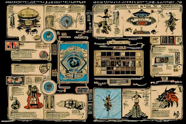 ancient scroll diagram bold shji chart infographic scientific kanji