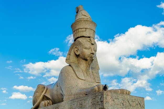 Ancient sculpture of the sphinx in St. Petersburg.