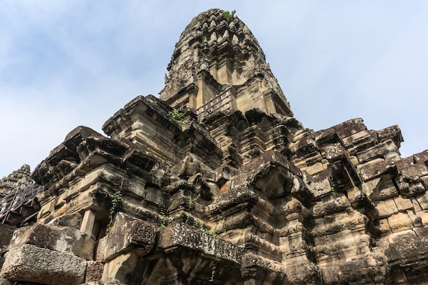 Ancient sculptures in Angkor Wat Cambodia. The ancient stone temple of the Khmer civilization in the lost city