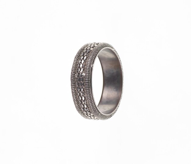 ancient silver ring isolated on white background