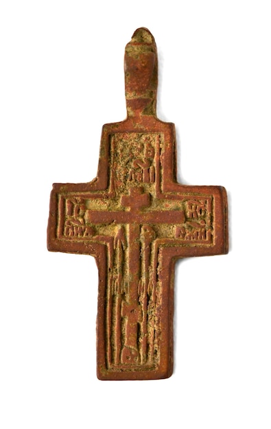 Ancient and small pectoral crosses on the neck