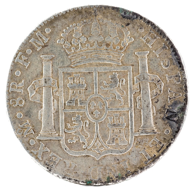 Ancient Spanish silver coin of the King Carlos IV.