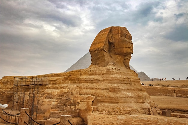 Ancient sphinx and pyramids symbol of Egypt