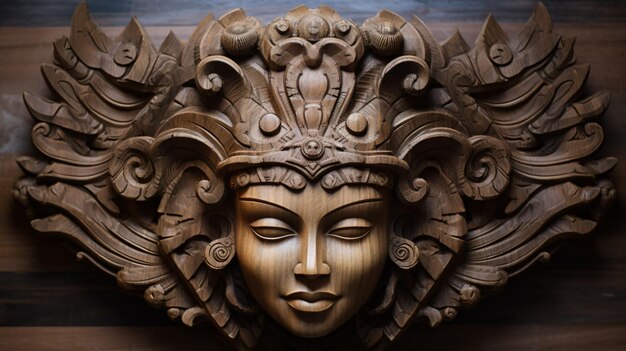 Ancient spiritual face sculpture carved a phantasmag