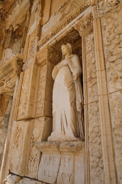 Ancient statue in the city of Ephesus Turkey