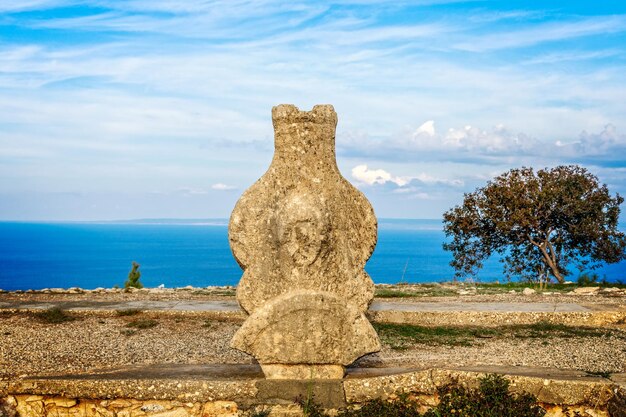 Ancient stone artefact at vouni palace guzelyurt northern cyprus