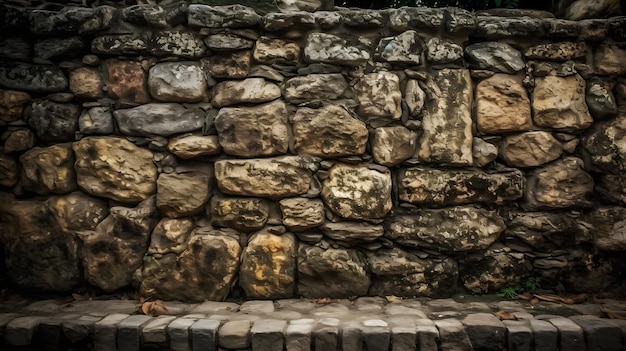 Ancient stone fence texture ancient stone wall texture generative ai