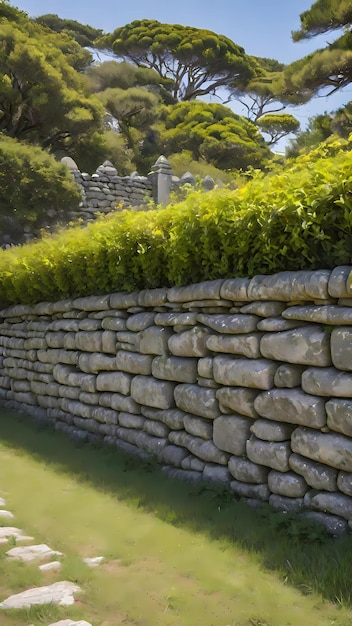 Ancient stonework fence illustration wallpaper background