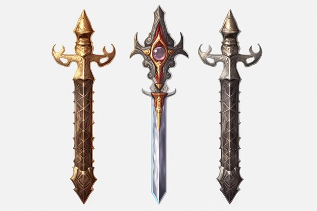 Photo ancient swords isolated on transparent background