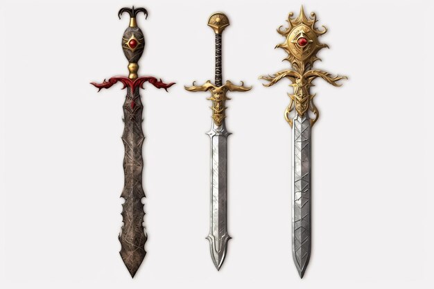 Photo ancient swords isolated on transparent background