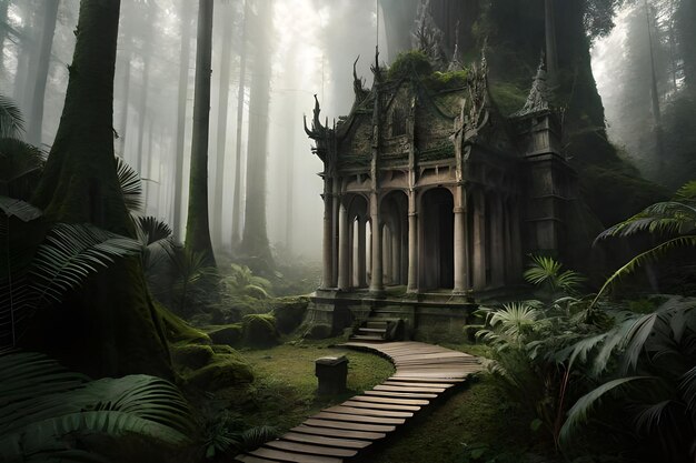 Ancient ta promh temple in the jungle cambodia digital painting artistic concept painting of an