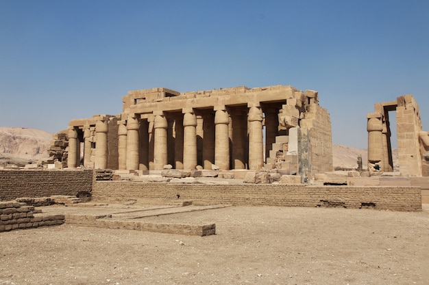 The ancient temple of Ramesseum in Luxor, Egypt