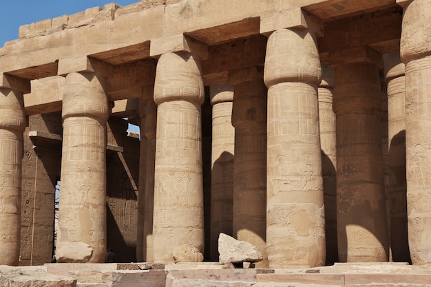 The ancient temple of Ramesseum in Luxor, Egypt