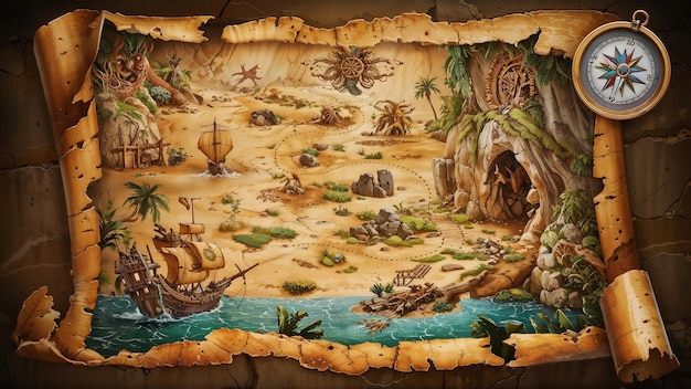 ancient treasure map illustration