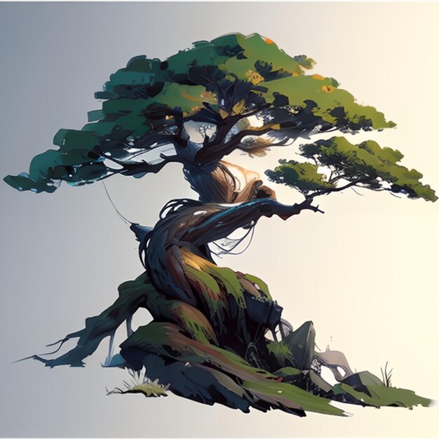 Ancient tree model idea for game icon
