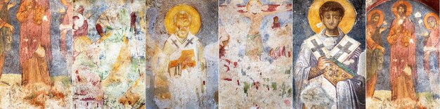 Foto antichi affreschi murali nella chiesa di san nicola demre myra in turchia