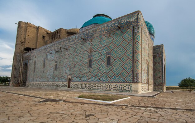 ancient wall of a mosque of mosaic tiles