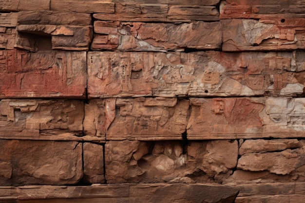 Foto un antico muro con incisioni in mezzo al deserto