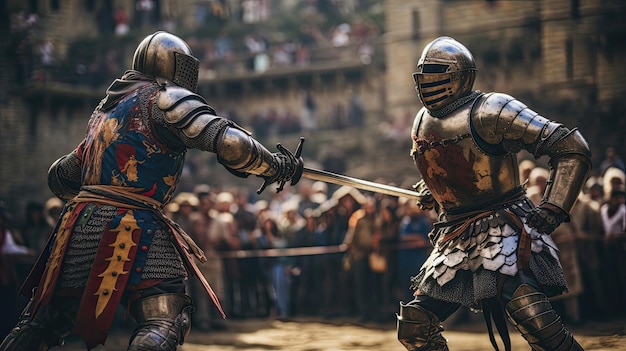 Ancient warriors battling in a medieval arena