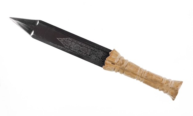 ancient weapon hunting knife on a white background