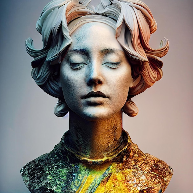 Ancient woman sculpture 3D abstract