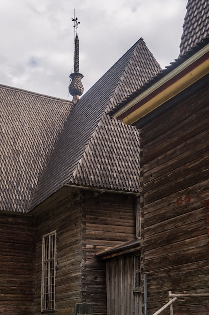 Ancient wooden churge, Petajavesi, Finland. Traditional finnish architecture