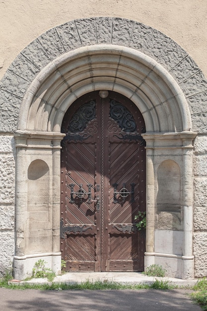 Ancient wooden door of a historic building