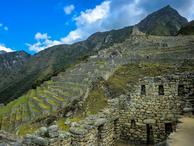 Andenes stepped terraces built on the slopes of the Andean mountains