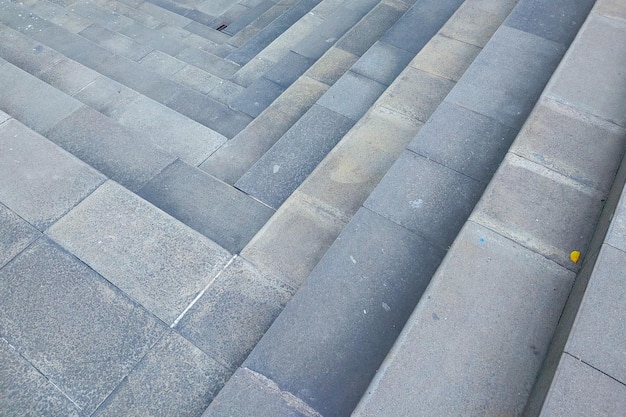 Andesite stone stairs view from above Texture of natural stone steps of museum