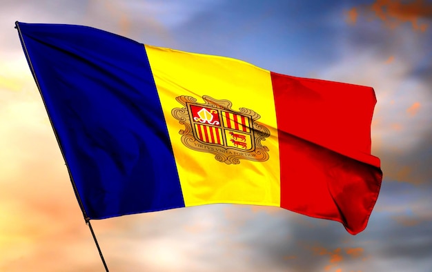 andorra 3D waving flag and cloud background Image