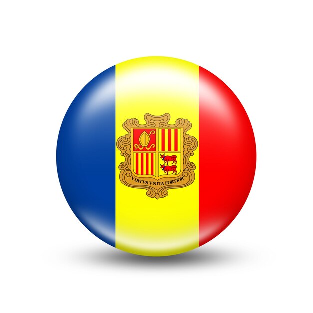 Photo andorra country flag in sphere with white shadow