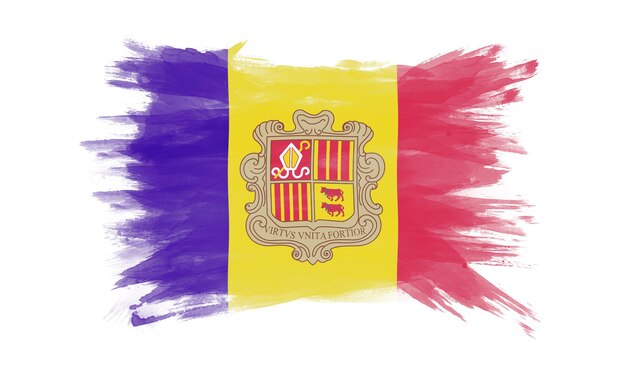 Andorra flag brush stroke, national flag on white background