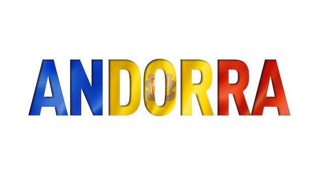 Andorra flag title on white background