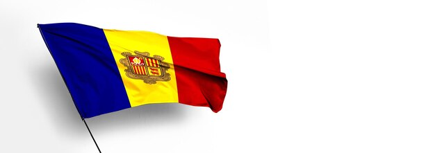 Andorra land vlag 3D render en witte achtergrondafbeelding