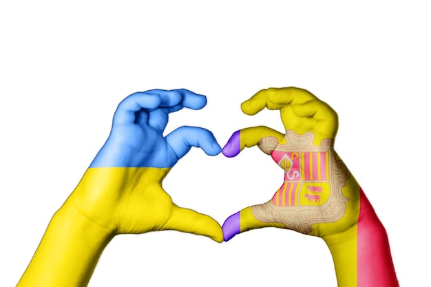 Andorra Ukraine Heart, Hand gesture making heart, Pray for Ukraine