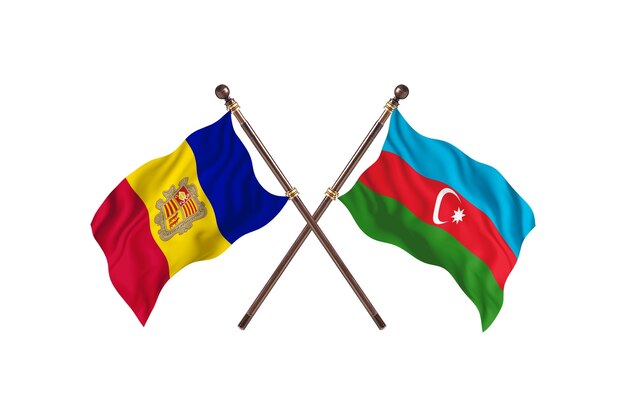 Andorra versus Azerbaijan Two Countries Flags Background