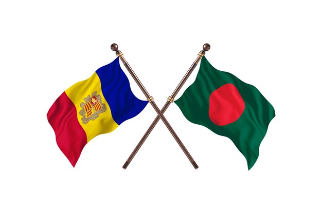 Andorra versus Bangladesh Two Countries Flags Background