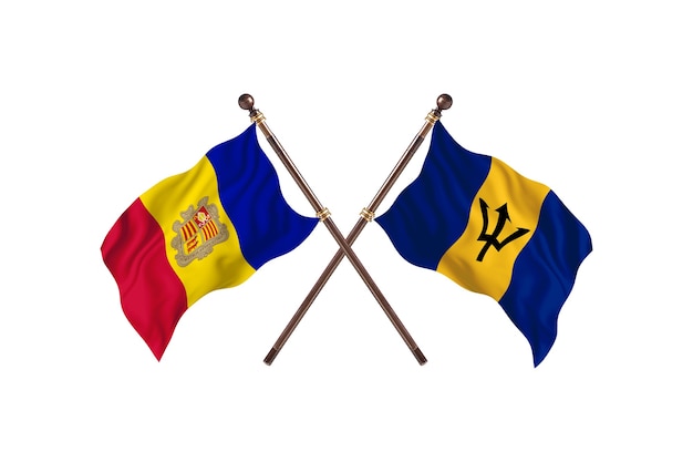 Andorra versus Barbados twee landen vlaggen achtergrond