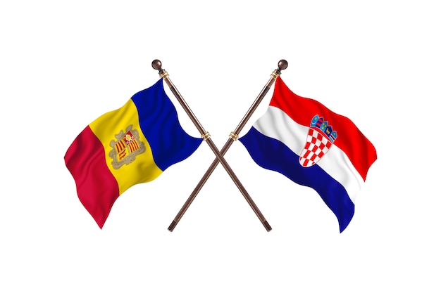 Andorra versus Croatia Two Countries Flags Background