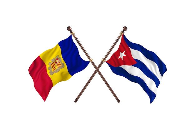 Andorra versus Cuba Twee landen vlaggen achtergrond