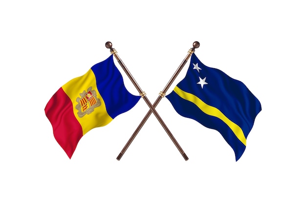 Andorra versus Curacao Two Countries Flags Background