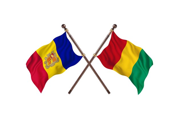 Andorra versus Guinee-Bissau Twee landen vlaggen achtergrond
