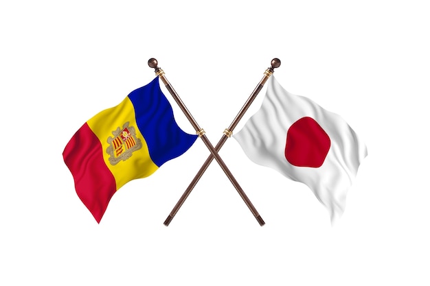 Andorra versus Japan twee landen vlaggen achtergrond