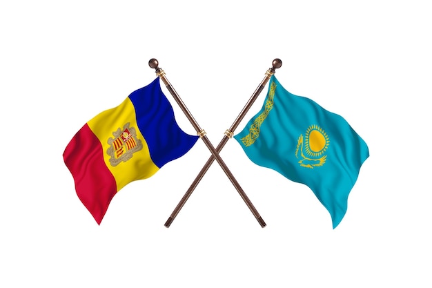 Andorra versus Kazachstan twee landen vlaggen achtergrond