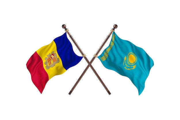 Andorra versus Kazakhstan Two Countries Flags Background