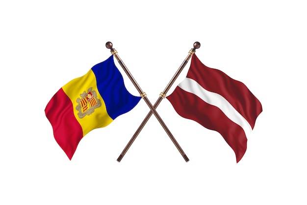 Andorra versus Latvia Two Countries Flags Background