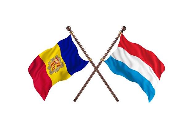 Andorra versus Luxembourg Two Countries Flags Background